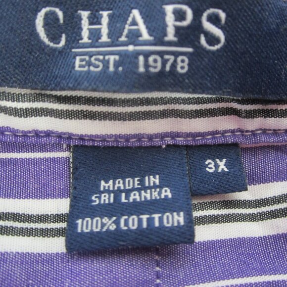 Chaps Womens Plus 3X Purple Striped Long Sleeve Button Blouse Shirt Cotton - Picture 3 of 10